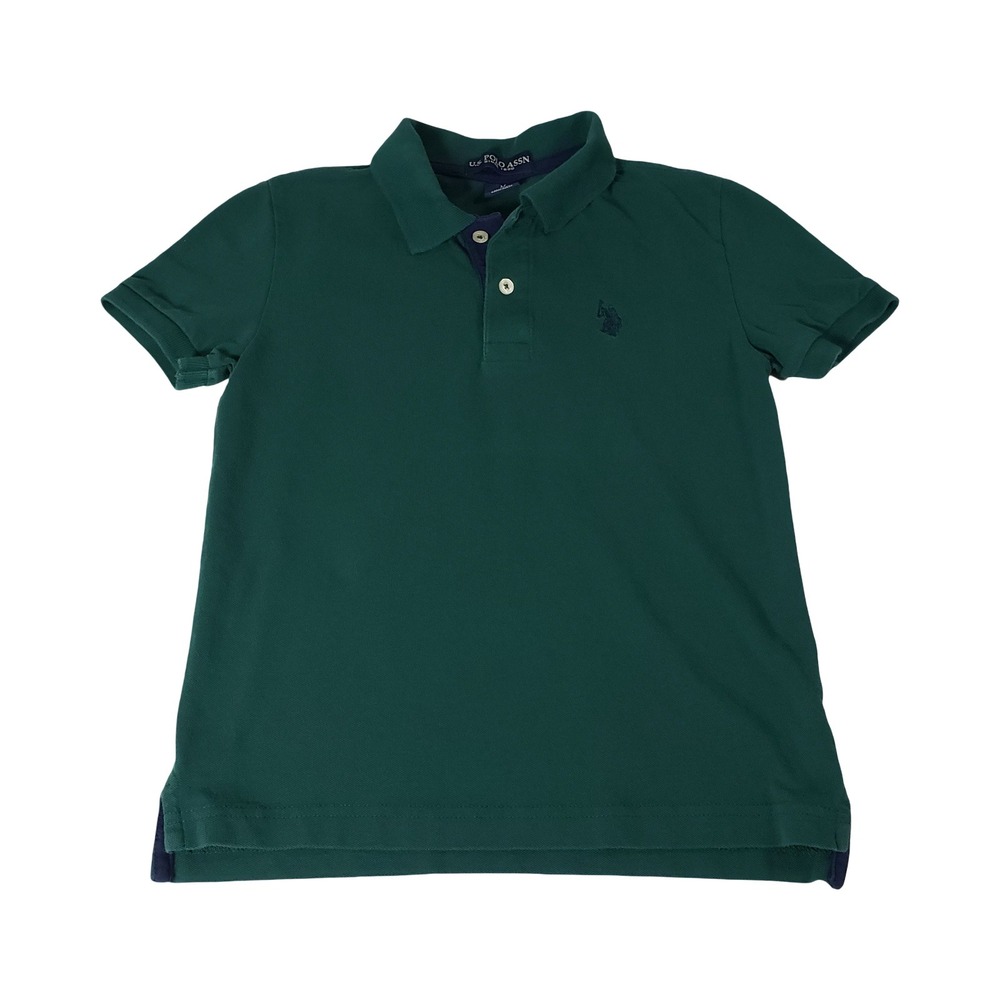 US Polo Assn Boys Green Short Sleeve Pique Polo Shirt Size M 8